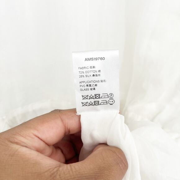 AMEN Womens Cotton Silk Sequin Artsy Floral Tropical Swim Coverup Top Size 42 M - Picture 6 of 9